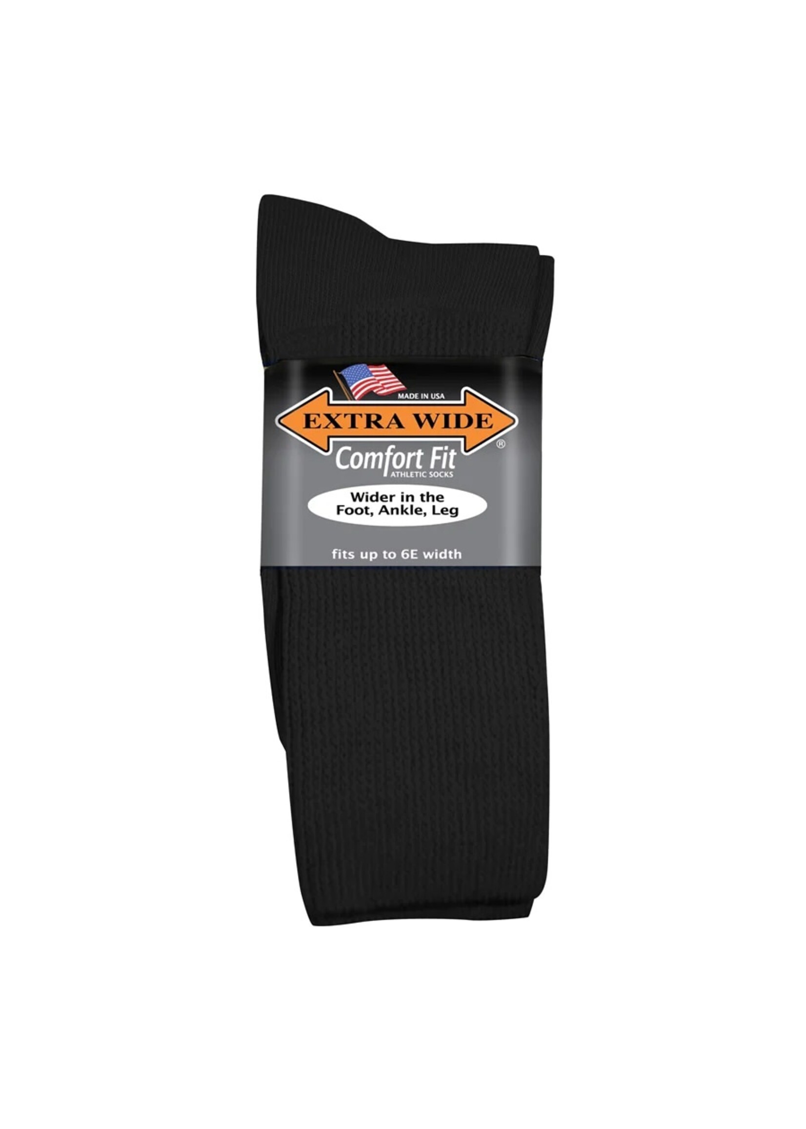 Extra Wide Sock Company Comfort fit Athletic Socks Crew Small Black #6001