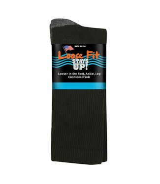 Extra Wide Sock Company Loose Fit Stay Up Large Black Crew Sock #791