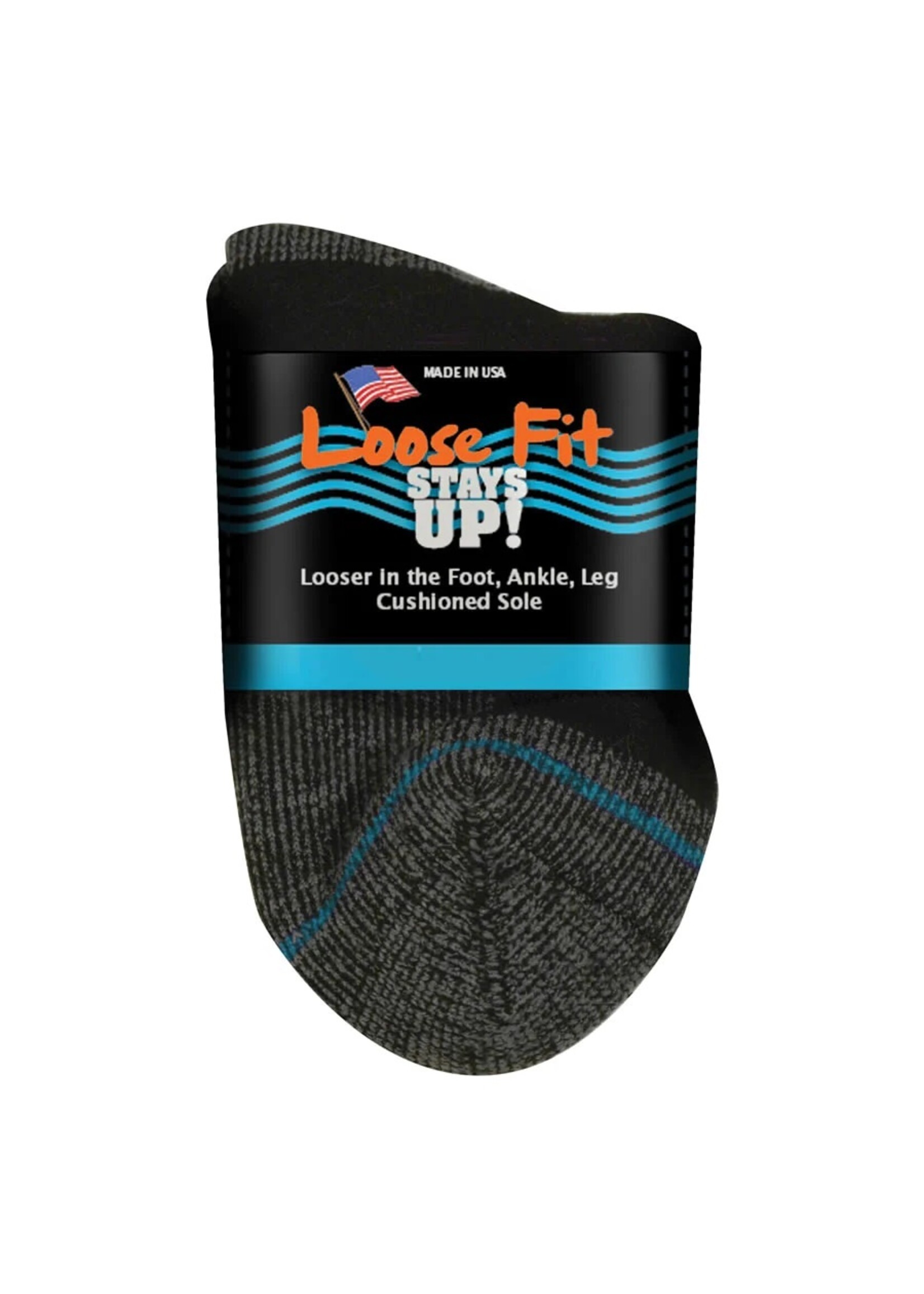 Extra Wide Sock Company Extra Wide Company loose Fit Stays Up Quarter Sock Black Large #761