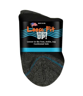 Extra Wide Sock Company Loose Fit Quarter Sock  Black X-Large