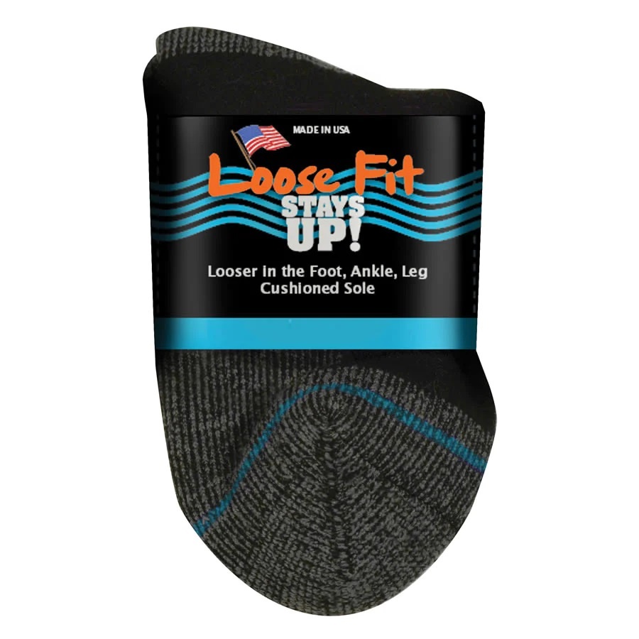 LOOSE FIT QUARTER SOCK BLACK X-LARGE - Lucha's Comfort Footwear
