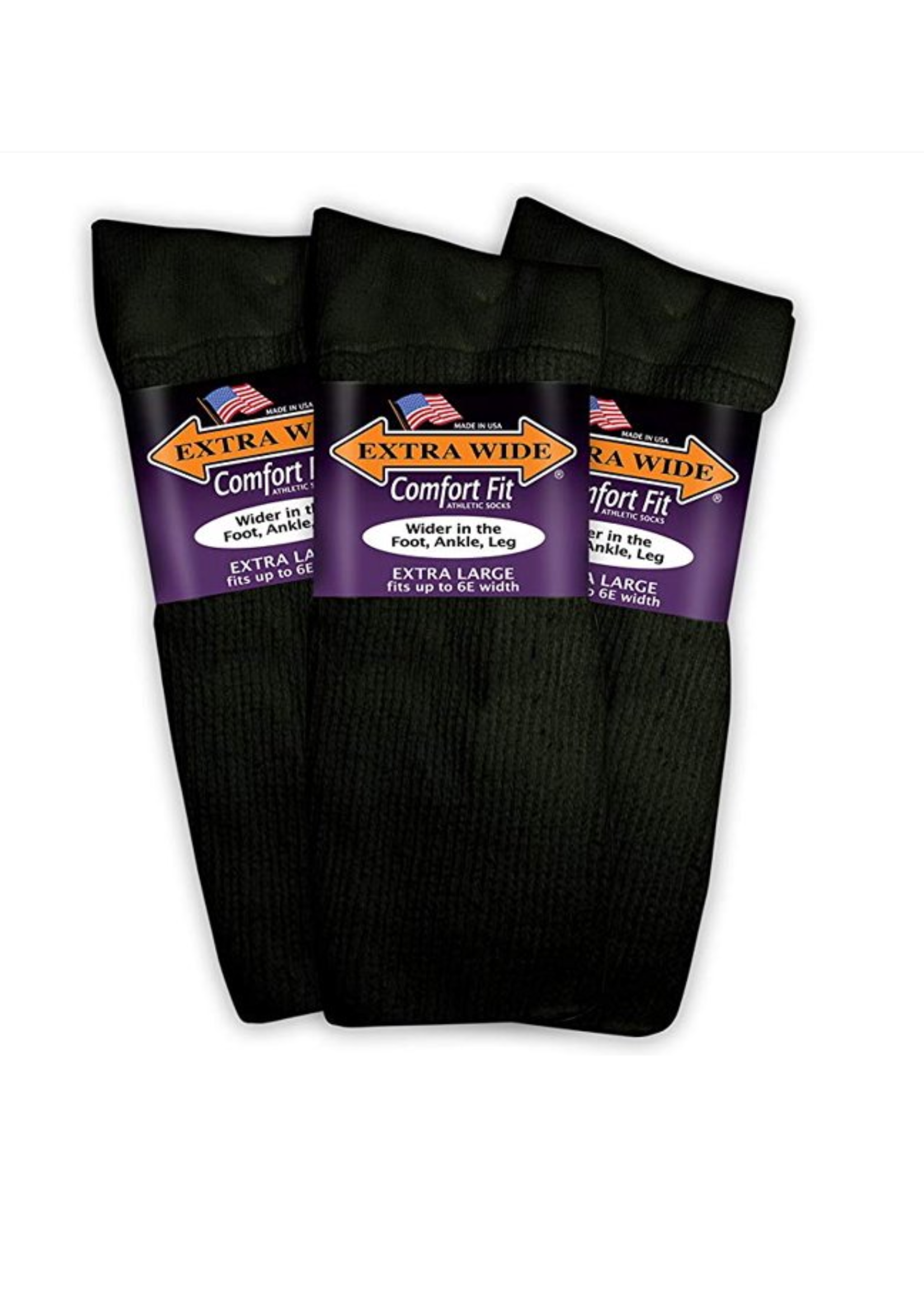 Extra Wide Sock Company Comfort Fit Athletic Quarter length Sock XL Black #8651
