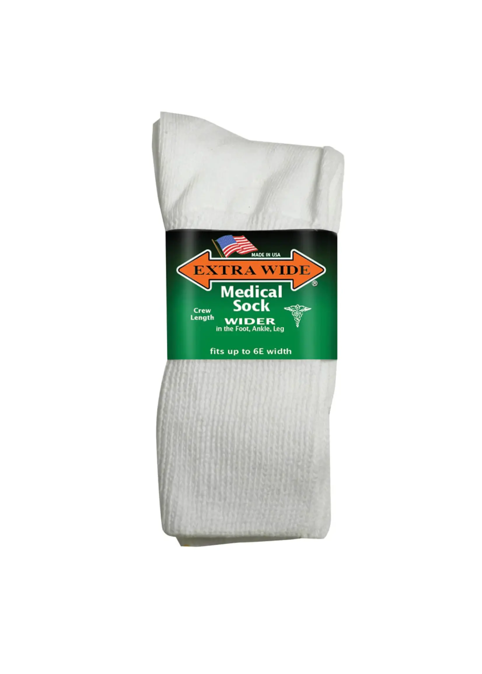 Extra Wide Sock Company Extra Wide 6950 Medical Socks Crew Leng White Large
