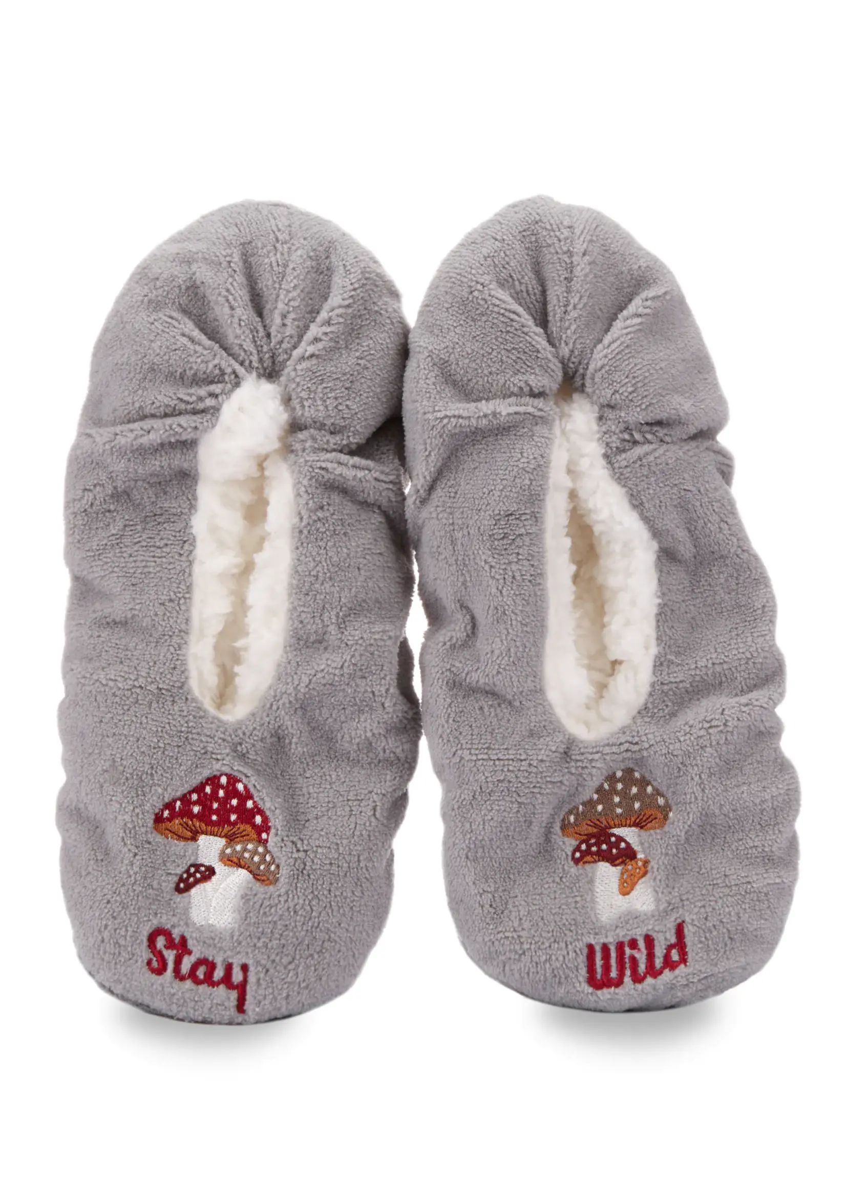 MeMoí Stay Wild Mushrooms Sherpa Lined Slippers (MZV0)