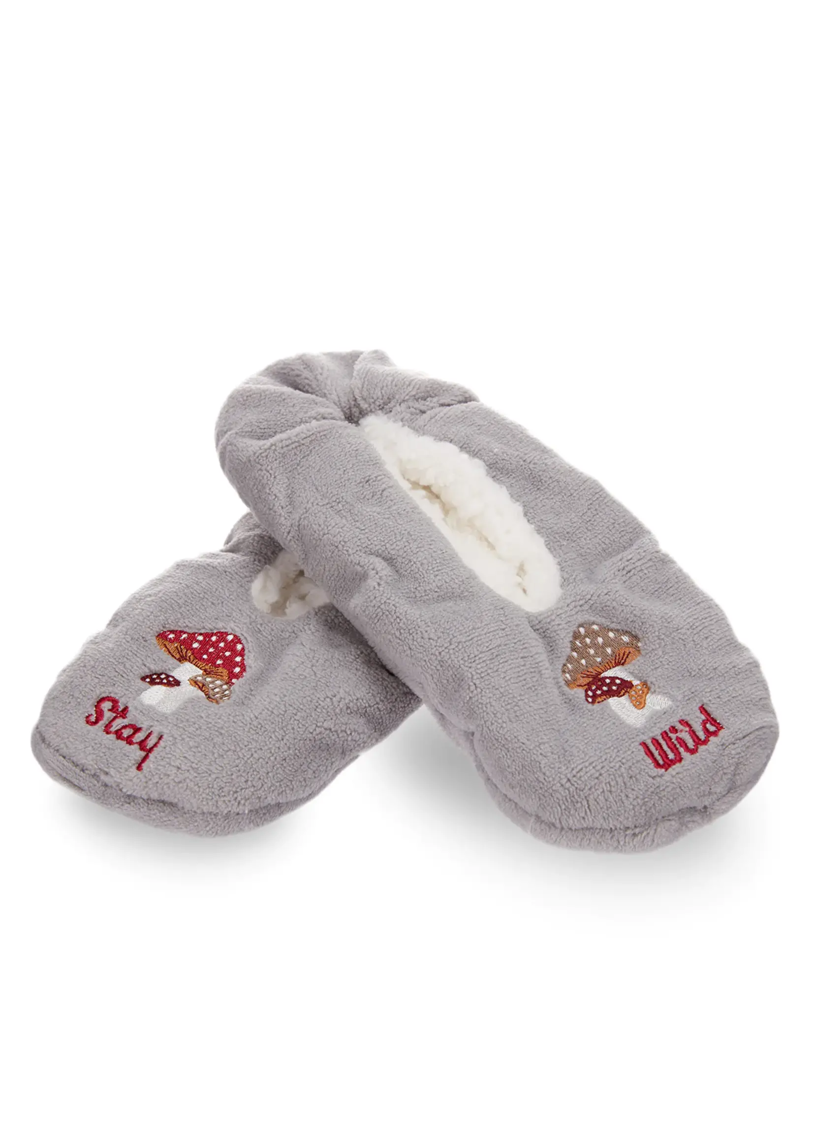 MeMoí Stay Wild Mushrooms Sherpa Lined Slippers (MZV0)