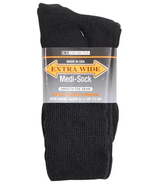Extra Wide Sock Company Medical Sock Inverted Toe Seam Crew Medium #5851