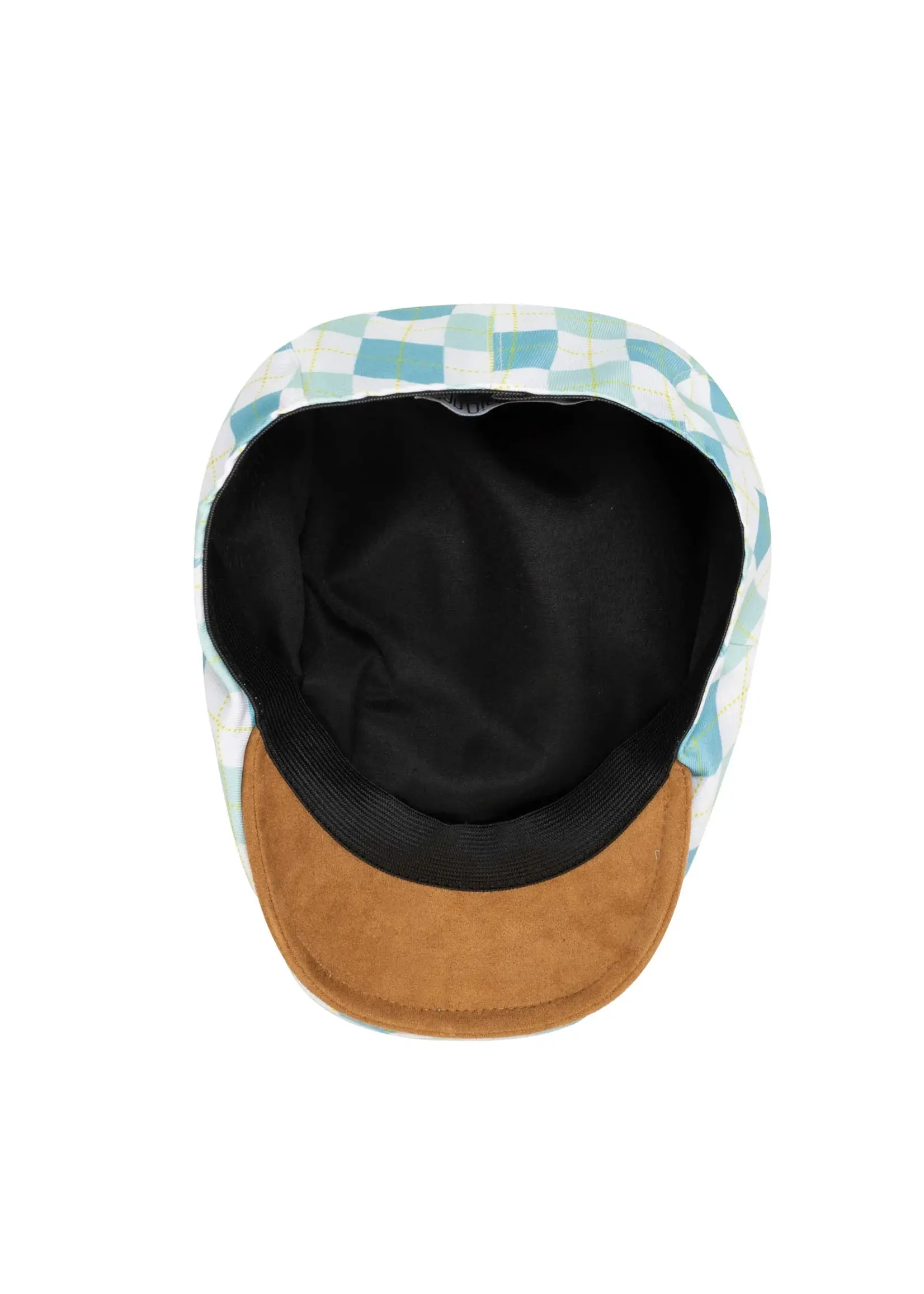 San Diego Hat Kids Cut and Sew Drivers Cap with Plaid Golf Print and Faux Suede Brim
