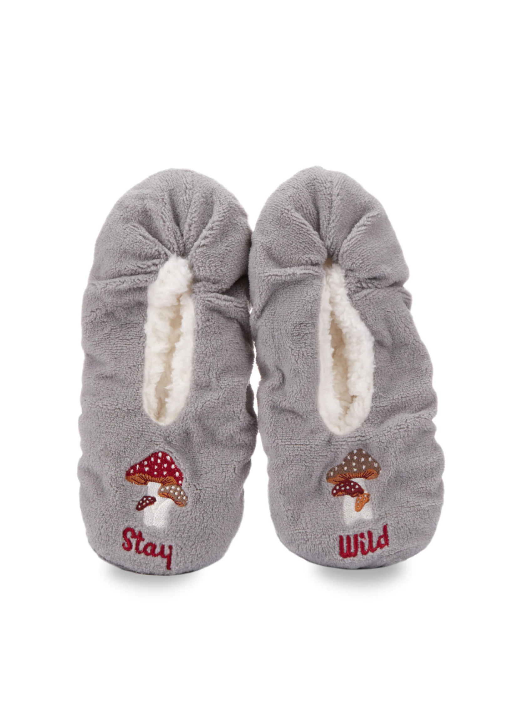 MeMoí Stay Wild Mushrooms Sherpa Lined Slippers (MZV0)