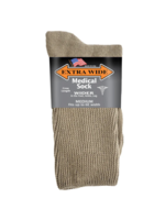 Extra Wide Sock Company Medical Sock Crew Leng Inverted Toe Seam Tan Medium