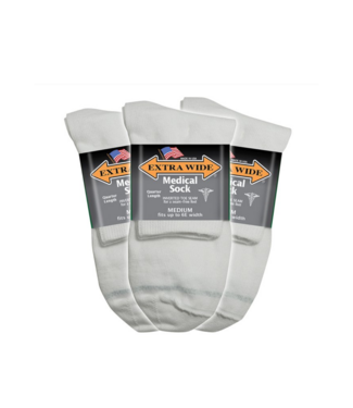 Extra Wide Sock Company Inverted Toe Seam Medical Sock  Med white crew  #5850