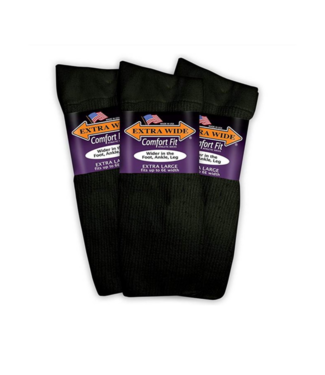 Extra Wide Sock Company Comfort Fit Athletic Quarter length Sock XL Black #8651