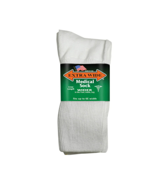 Extra Wide Sock Company Extra Wide 6950 Medical Socks Crew Leng White Large