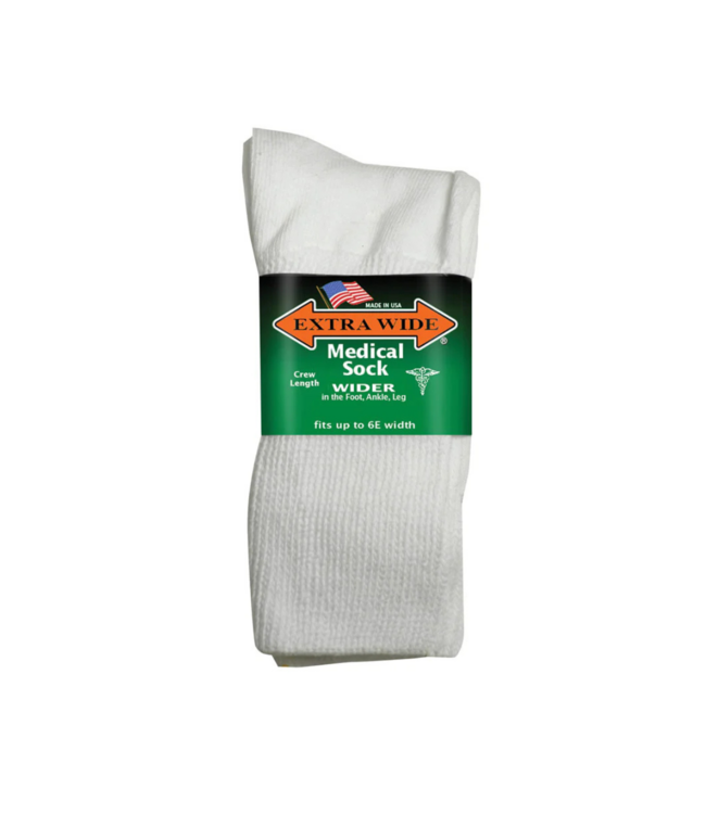 Extra Wide Sock Company Extra Wide 6950 Medical Socks Crew Leng White Large
