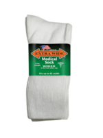Extra Wide Sock Company Medical Sock Inverted Toe Seam Small Crew Sock White #4850