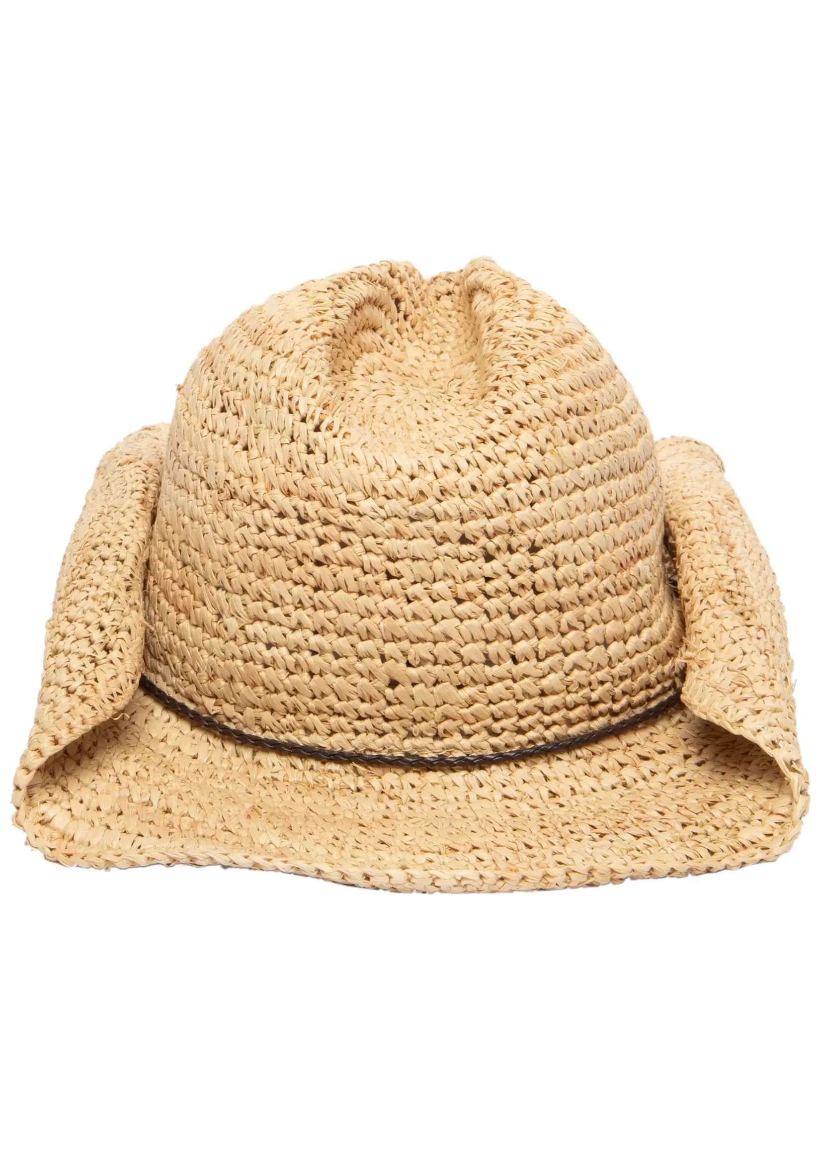 San Diego Hat RHC1091Womens Crotchet Raffia Cattleman’s  Crease Cowboy