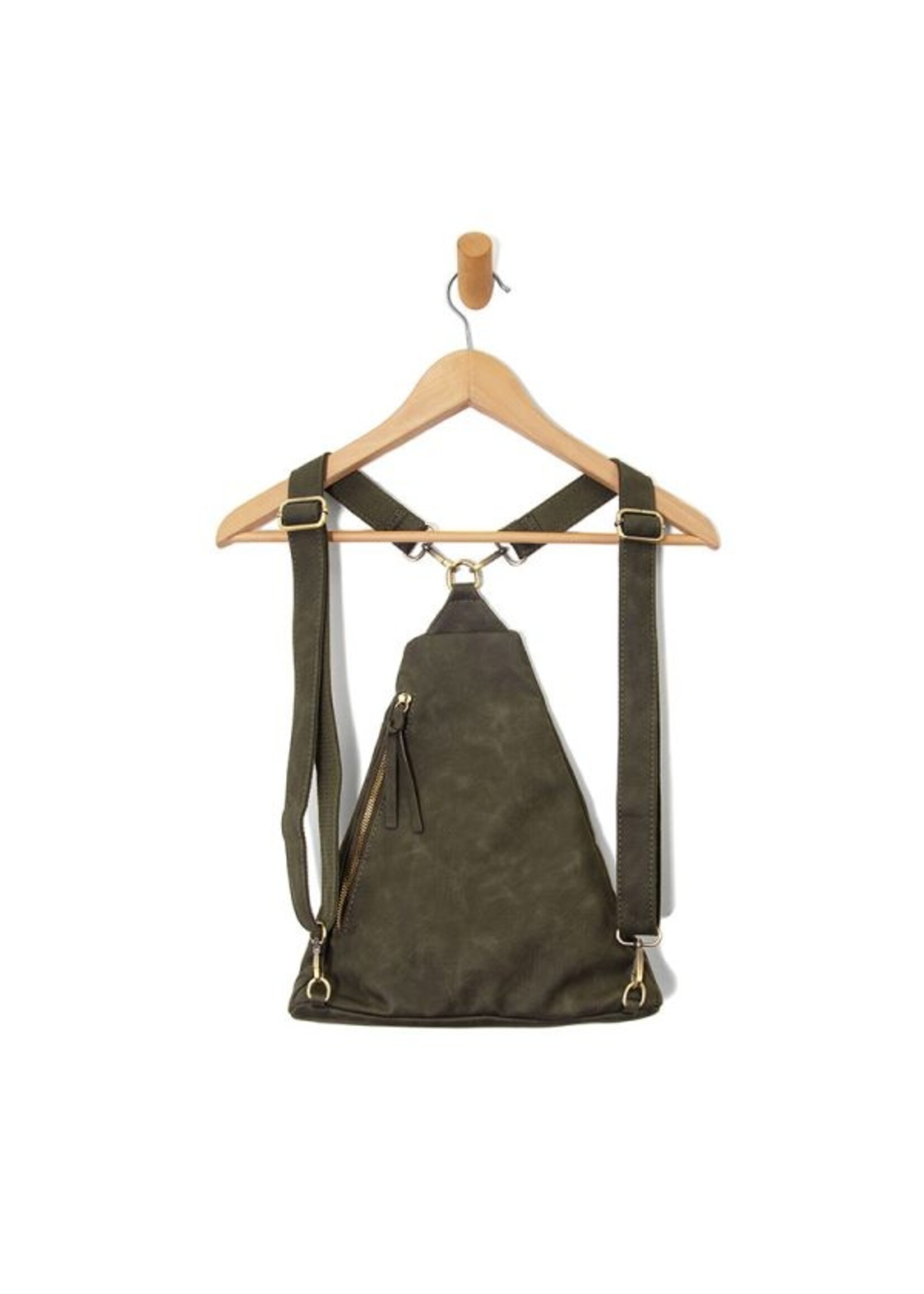 Joy Susan L8184 Brushed Peyton Double Zip Convertible Sling Backpack