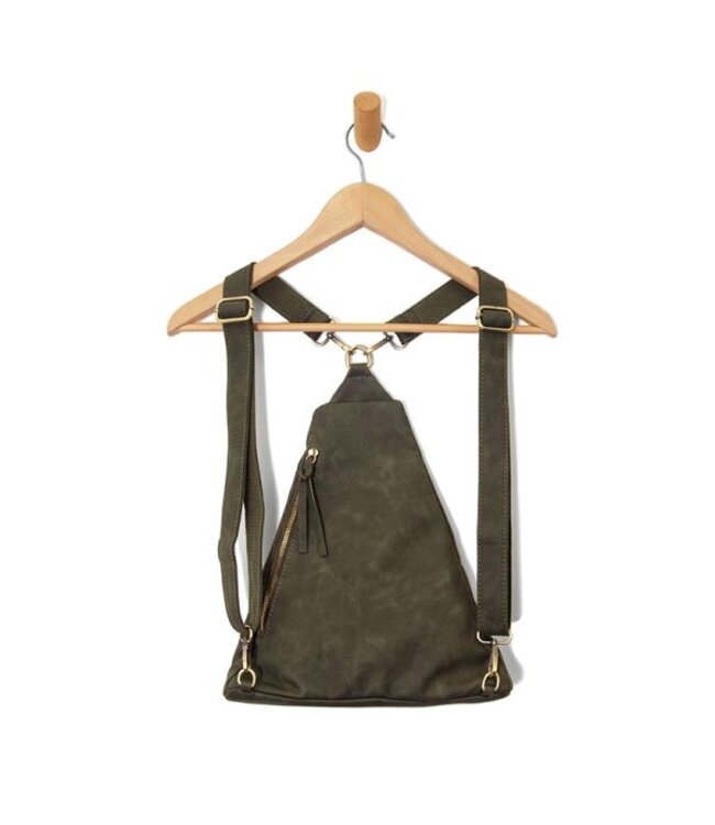 Joy Susan L8184 Brushed Peyton Double Zip Convertible Sling Backpack