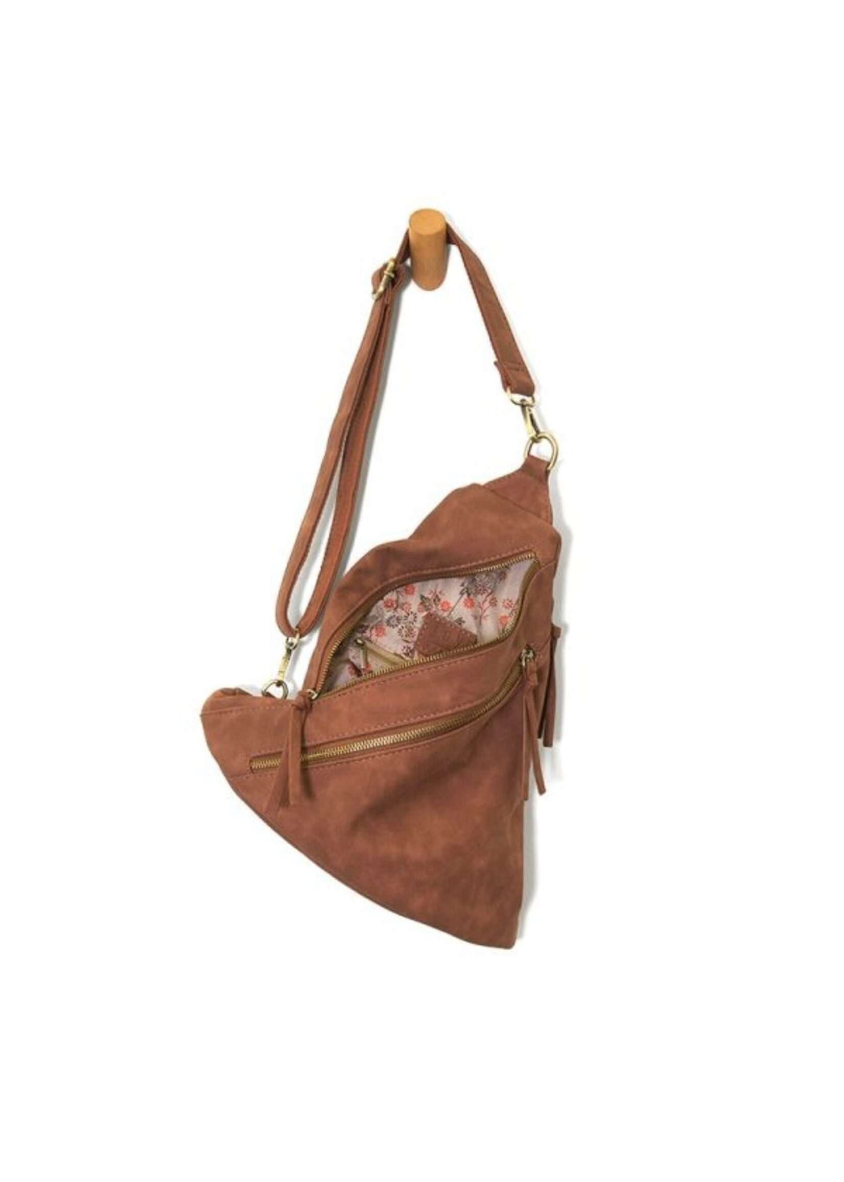 Joy Susan L8184 Brushed Peyton Double Zip Convertible Sling Backpack