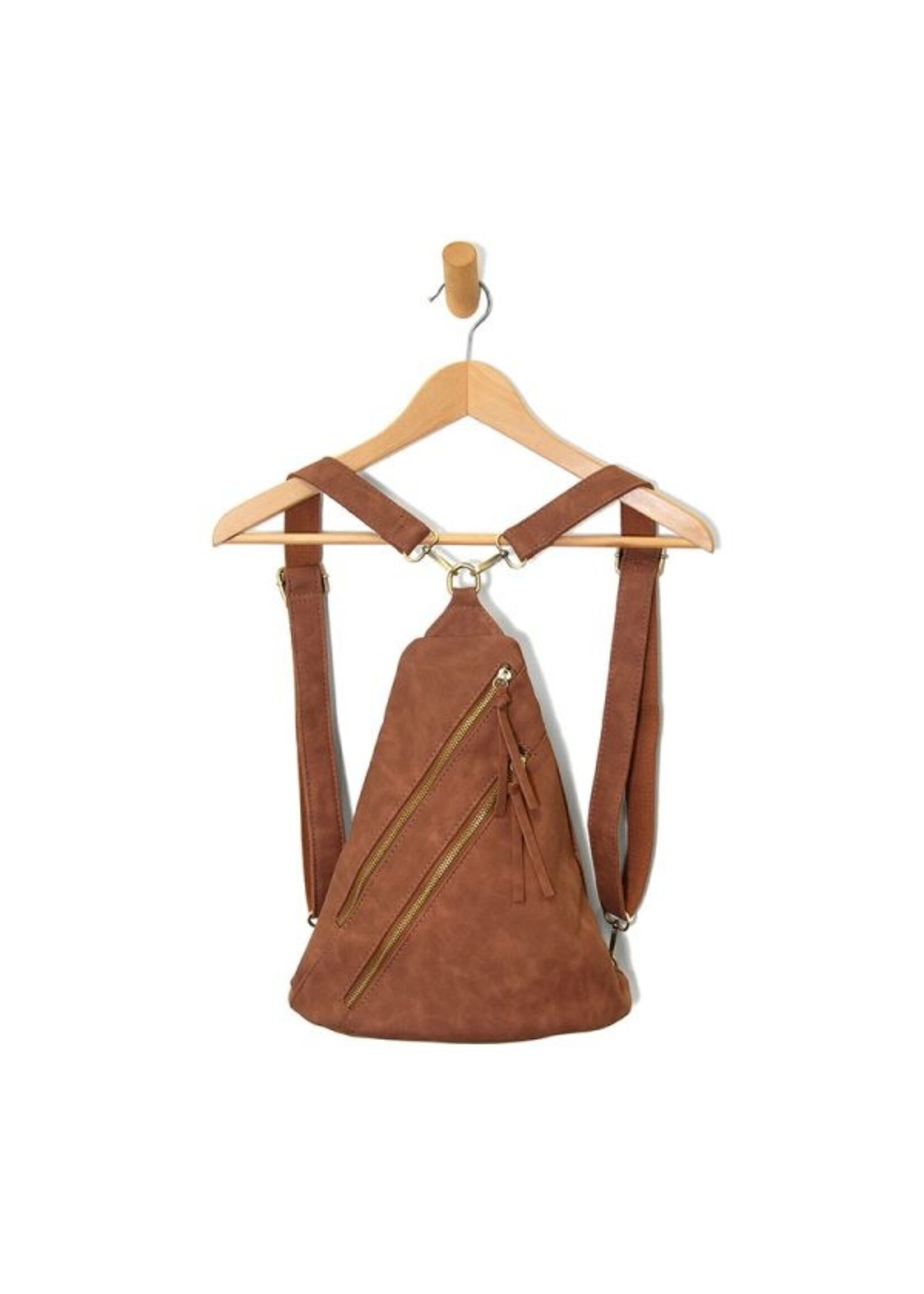 Joy Susan L8184 Brushed Peyton Double Zip Convertible Sling Backpack