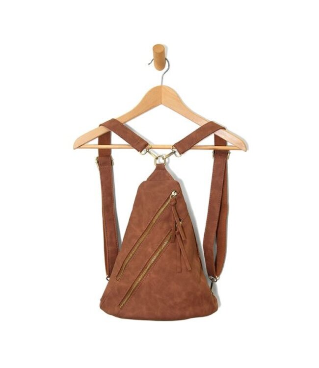 Joy Susan L8184 Brushed Peyton Double Zip Convertible Sling Backpack