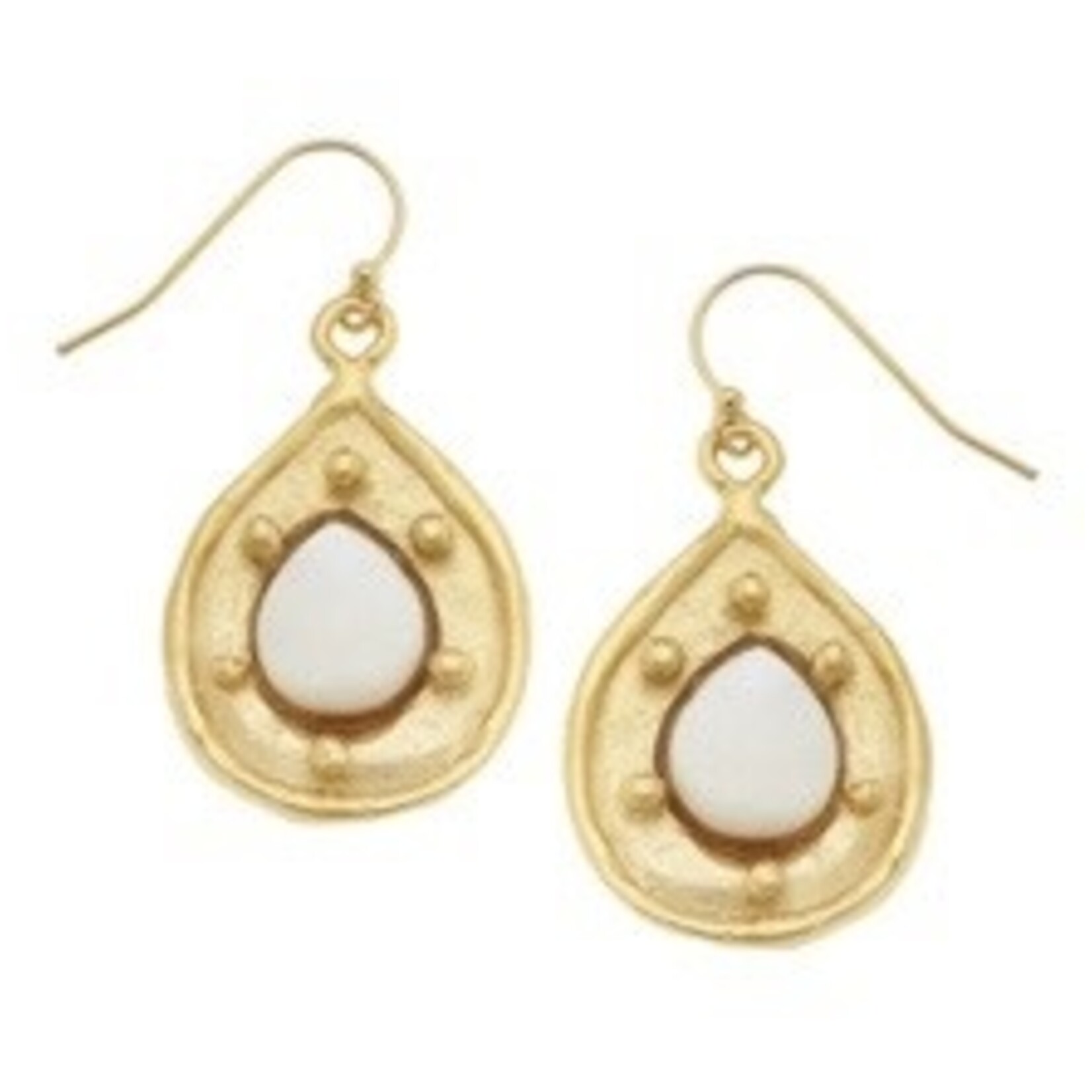 Stone Teardrop Earrings with White Quartz