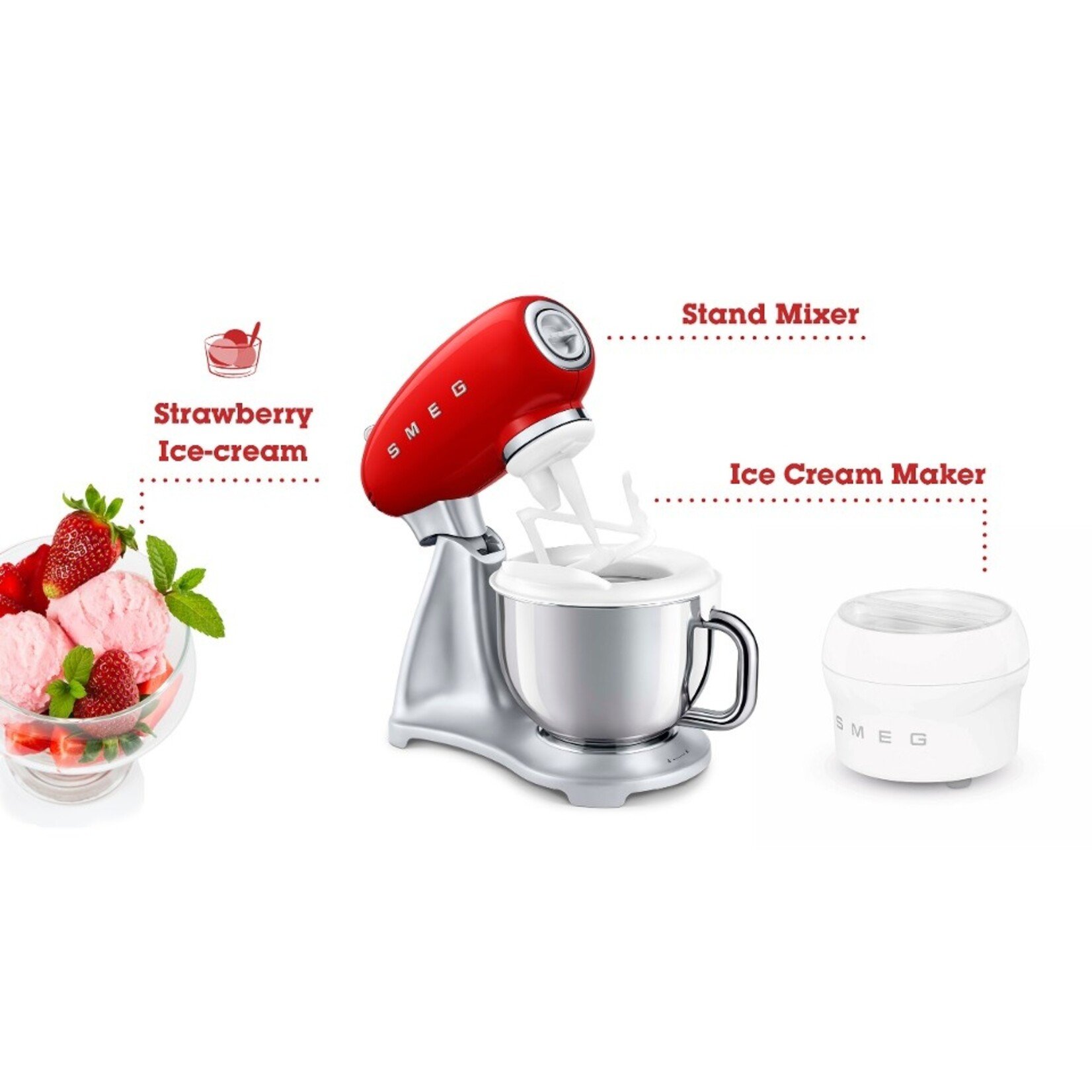 Smeg Stand Mixer Accessories - Ice Cream Maker - The Bay House