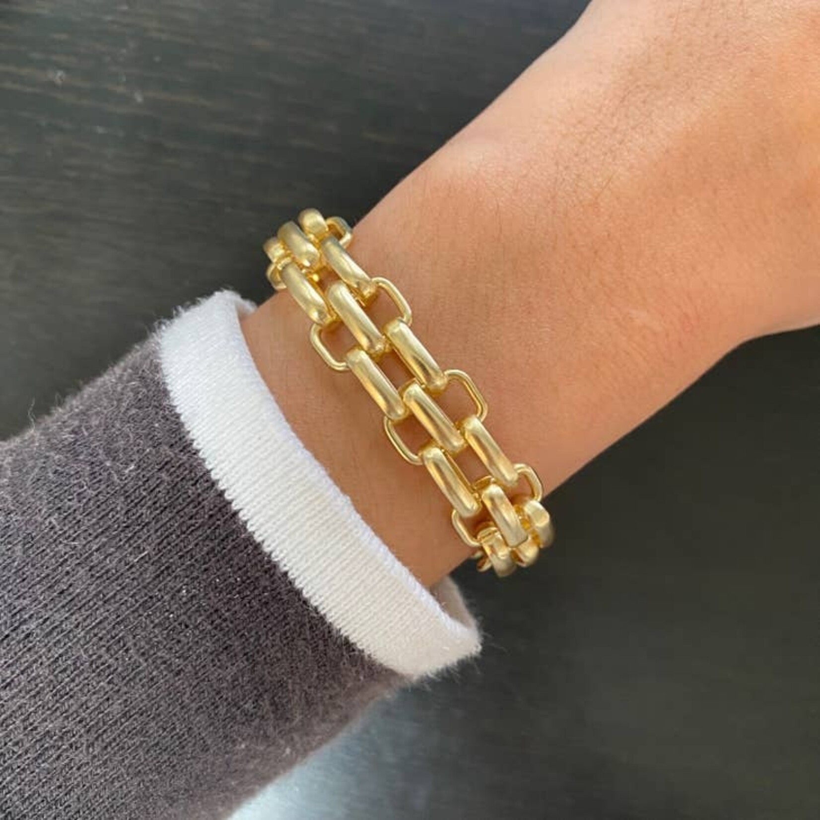 Karine Sultan - Flat Link Layering Chain Bracelet