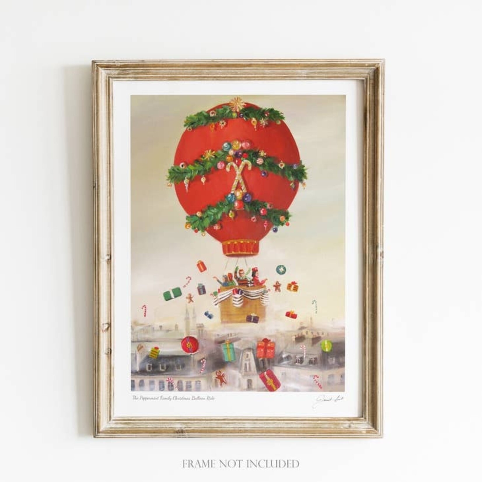 Peppermint Family Christmas Balloon Ride Art Print