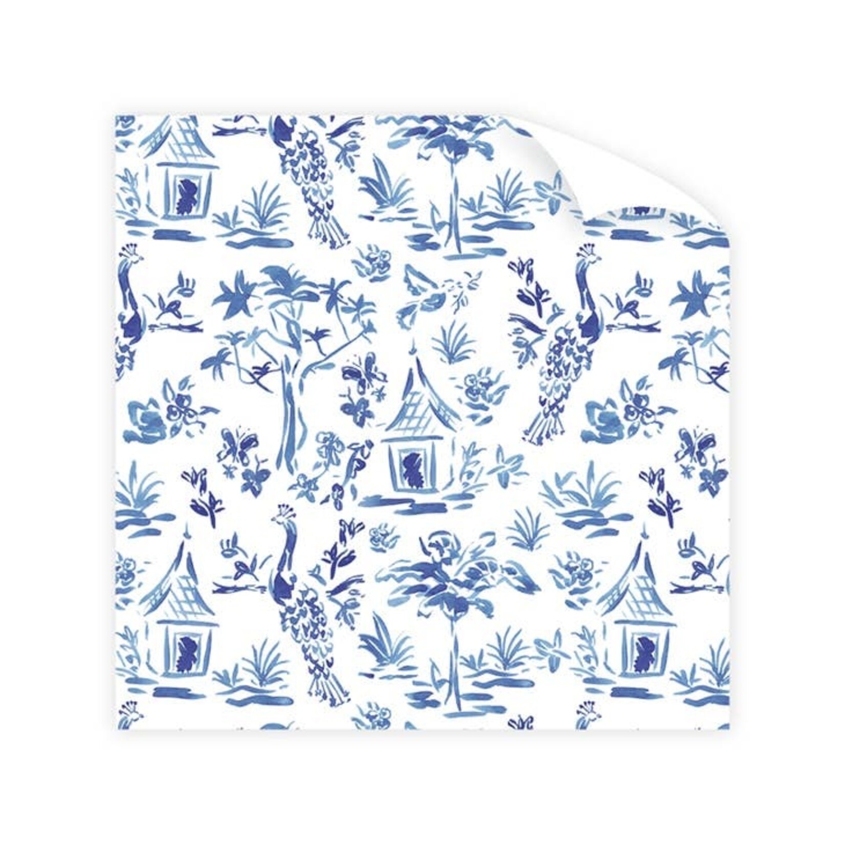 Blue Toile Wrapping Paper Roll