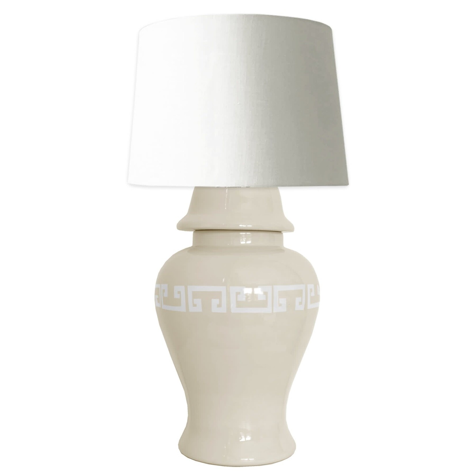 Lo Home Lo Home | Beige Greek Key Ginger Jar Lamp