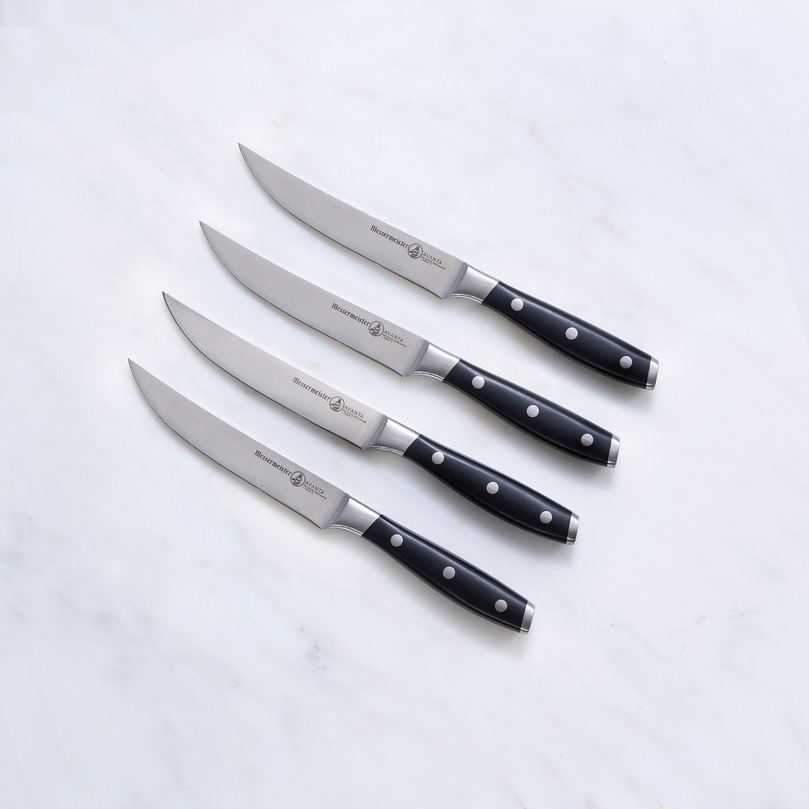 Messermeister Avanta Fine Edge Steak Knife with Pom Handle - 4 Piece Set