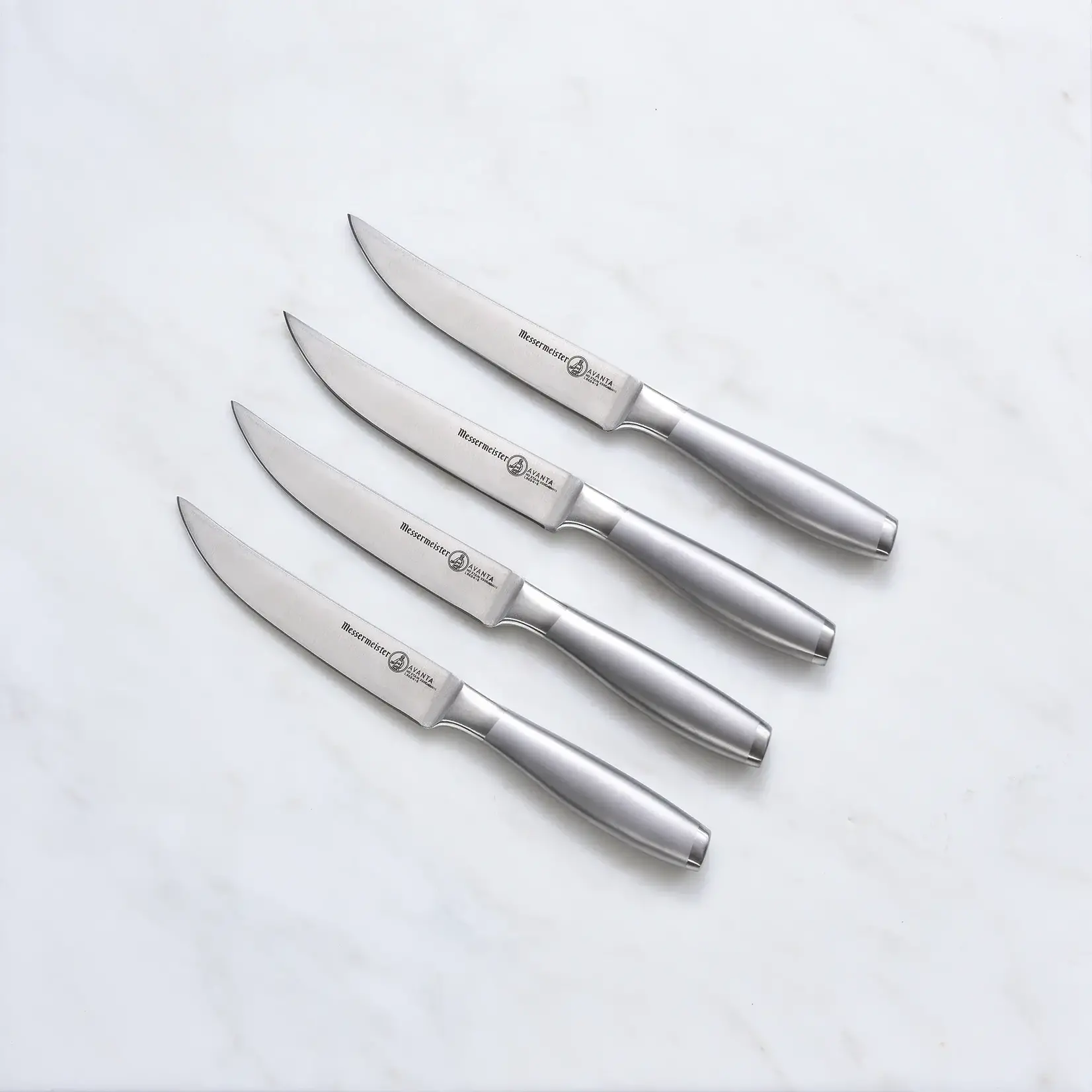 Messermeister Avanta Fine Edge Steak Knife with Stainless Handle - 4 Piece Set