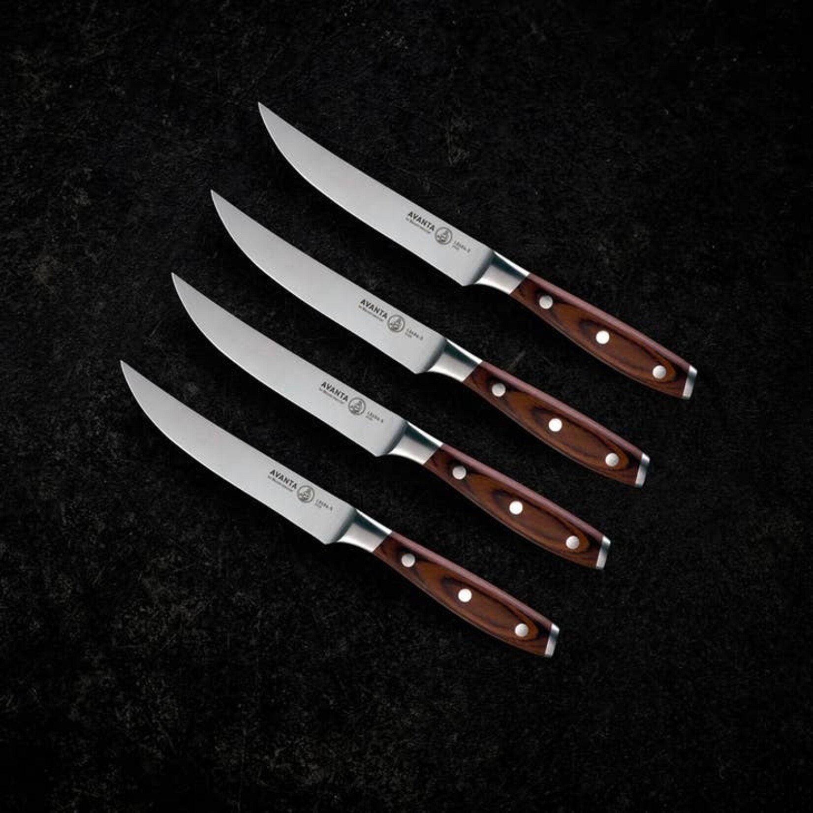 Messermeister Avanta Fine Edge Steak Knife with Pakkawood Handle - 4 Piece Set