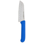 Messermeister Petite Messer 5 Inch Kullenschliff Santoku Knife with Blue Handle