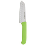 Messermeister Petite Messer 5 Inch Kullenschliff Santoku Knife with Green Handle