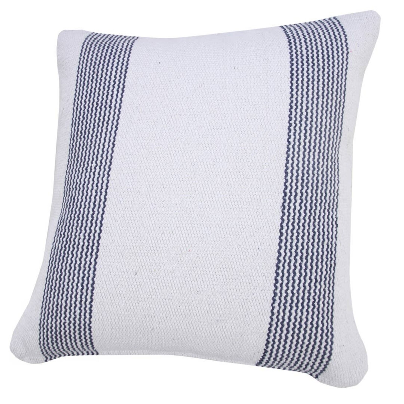 Pale Blue and White Geometric Striped Pillow 20" X 20"