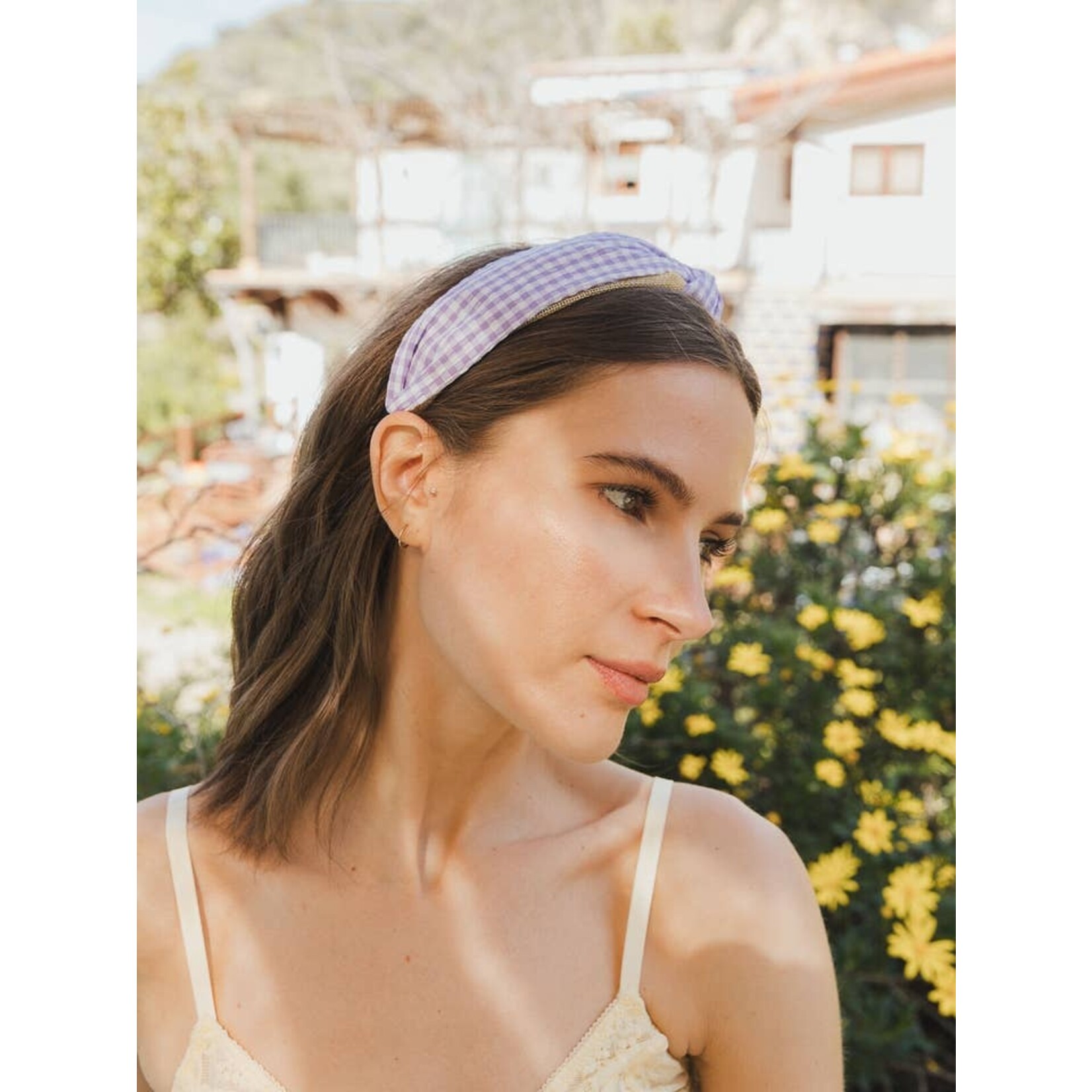 Gingham Pique Woven Knot Headband