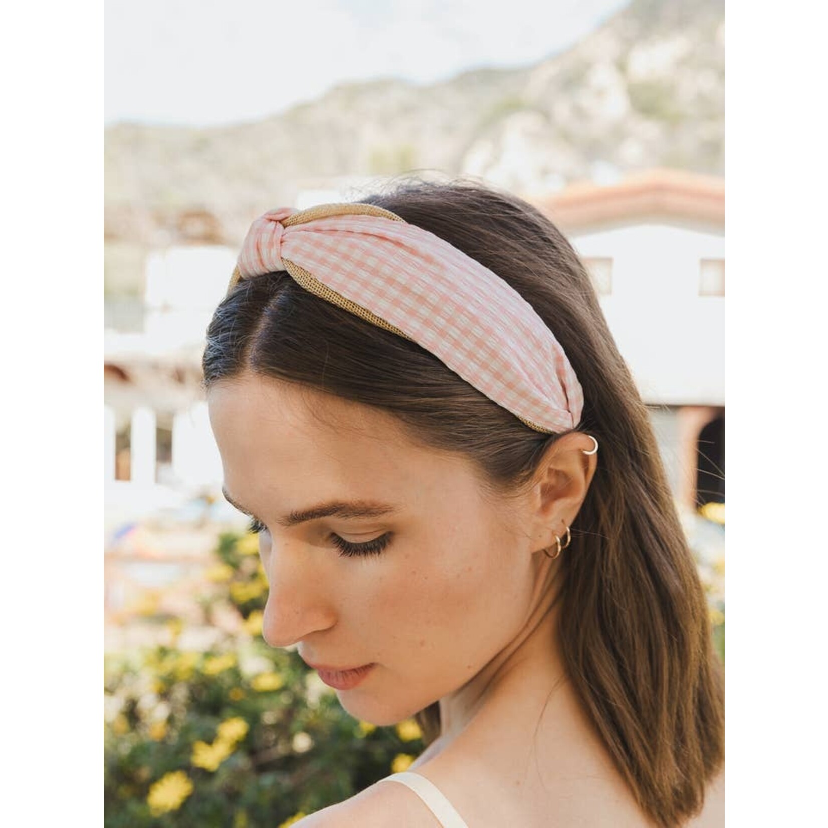 Gingham Pique Woven Knot Headband