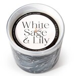 White Sage & Lily Swirl Glass Candle 14 oz.