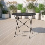 30" Round Black Steel Folding Patio Table