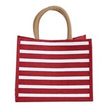 Red & White Stripe Gift Tote | 12" x 10" x 8"