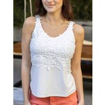 Grace and Lace Floral Lace Tank Top in Snow White