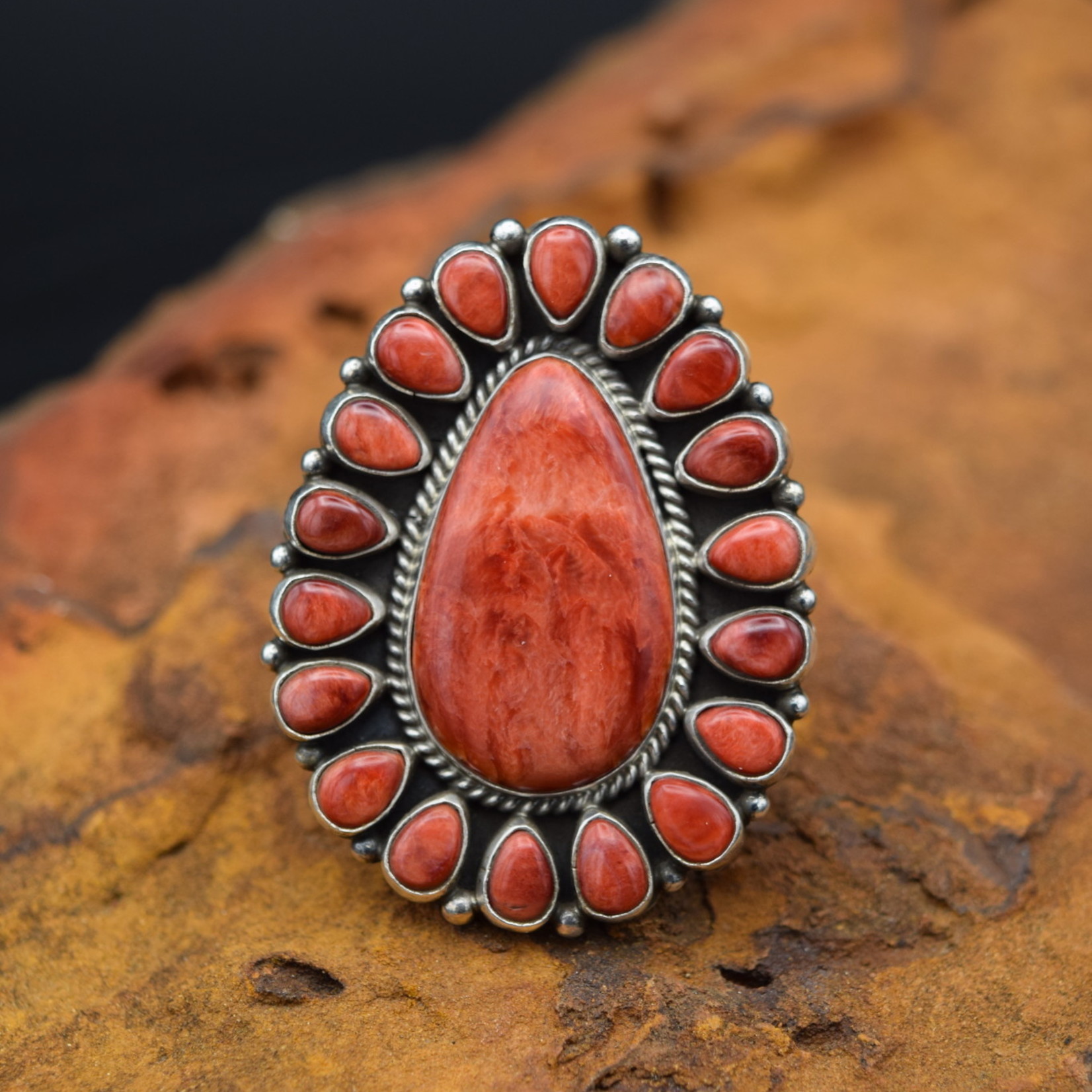 TYLER BROWN RED SPINY RING (Size: 9)
