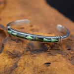 BLACK/GREEN INLAY CUFF (Size: 6.25")