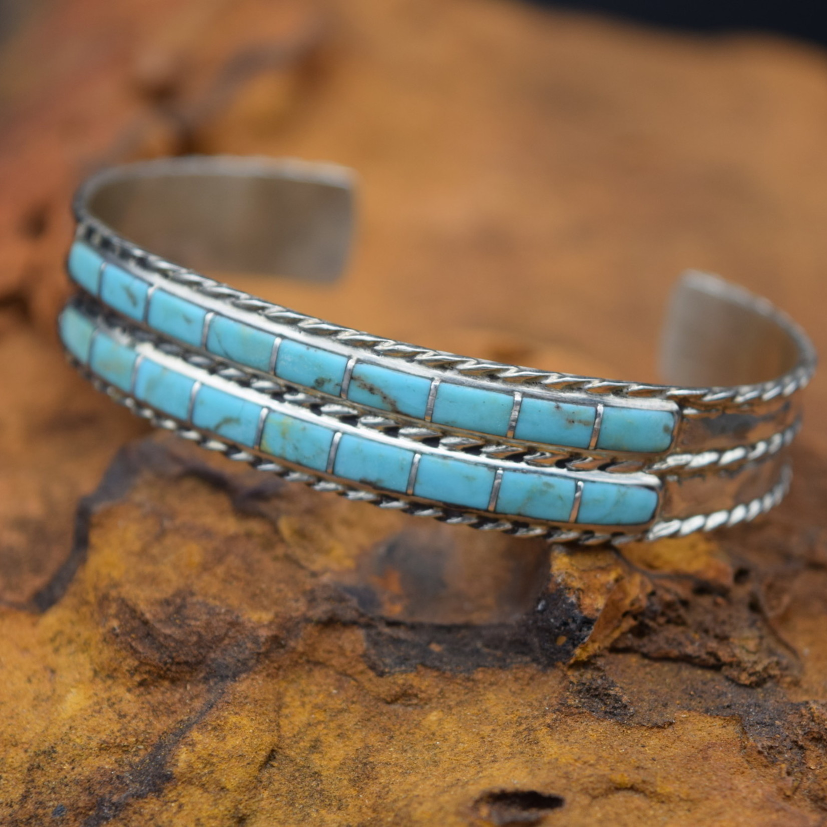 TURQUOISE TWO ROW CUFF (Size: 6.5)