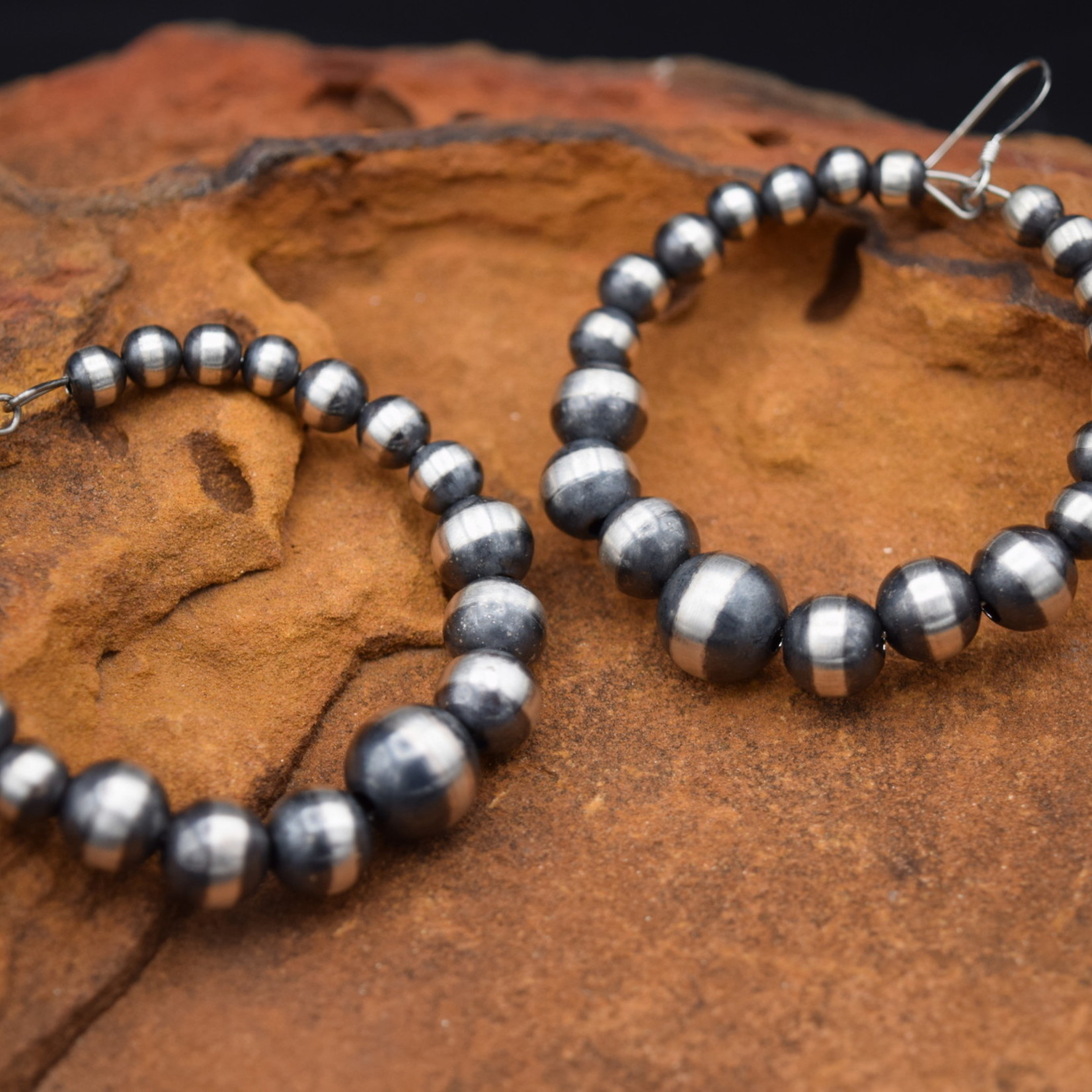 NAVAJO PEARL HOOP EARRINGS