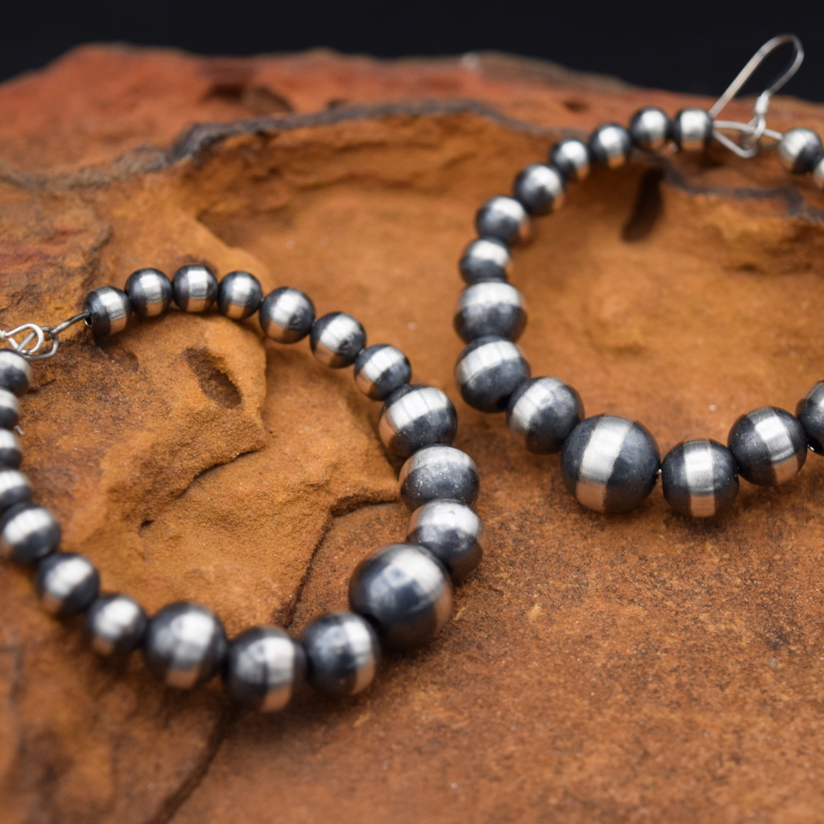 NAVAJO PEARL HOOP EARRINGS