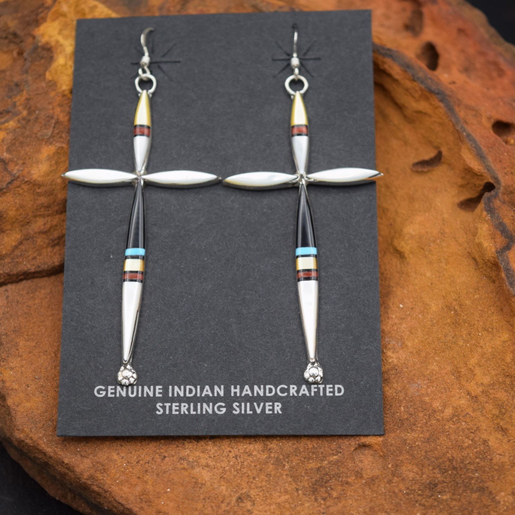 INLAID CROSS EARRINGS