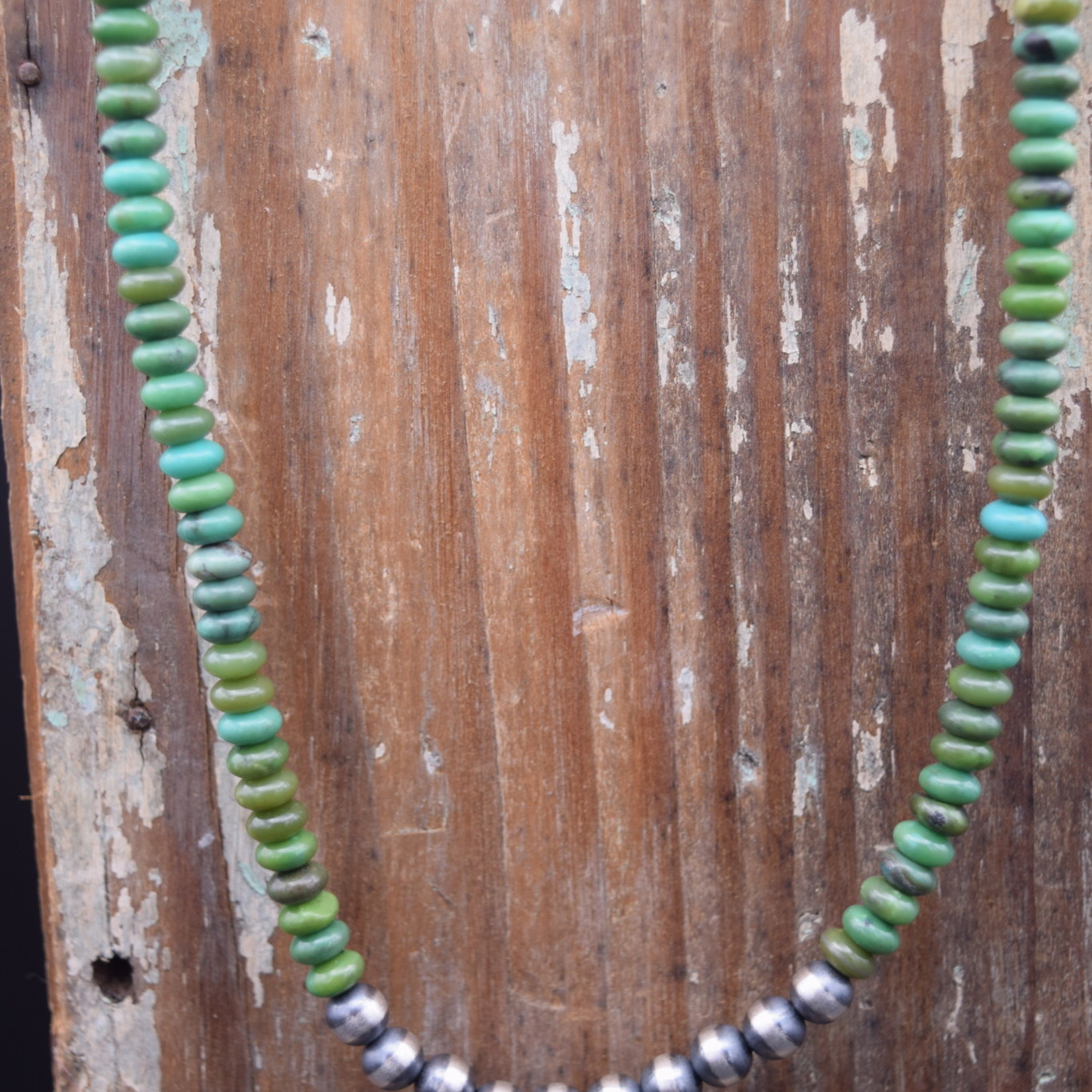 NAVAJO PEARL GREEN TURQUOISE 16' NECKLACE