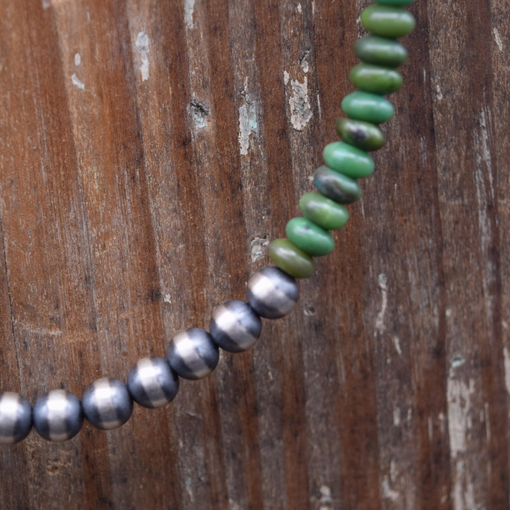 NAVAJO PEARL GREEN TURQUOISE 16' NECKLACE